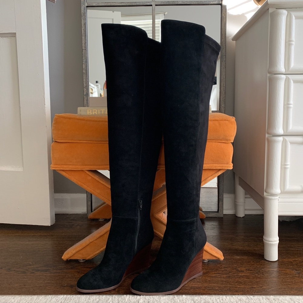 Black Suede Over The Knee Boots